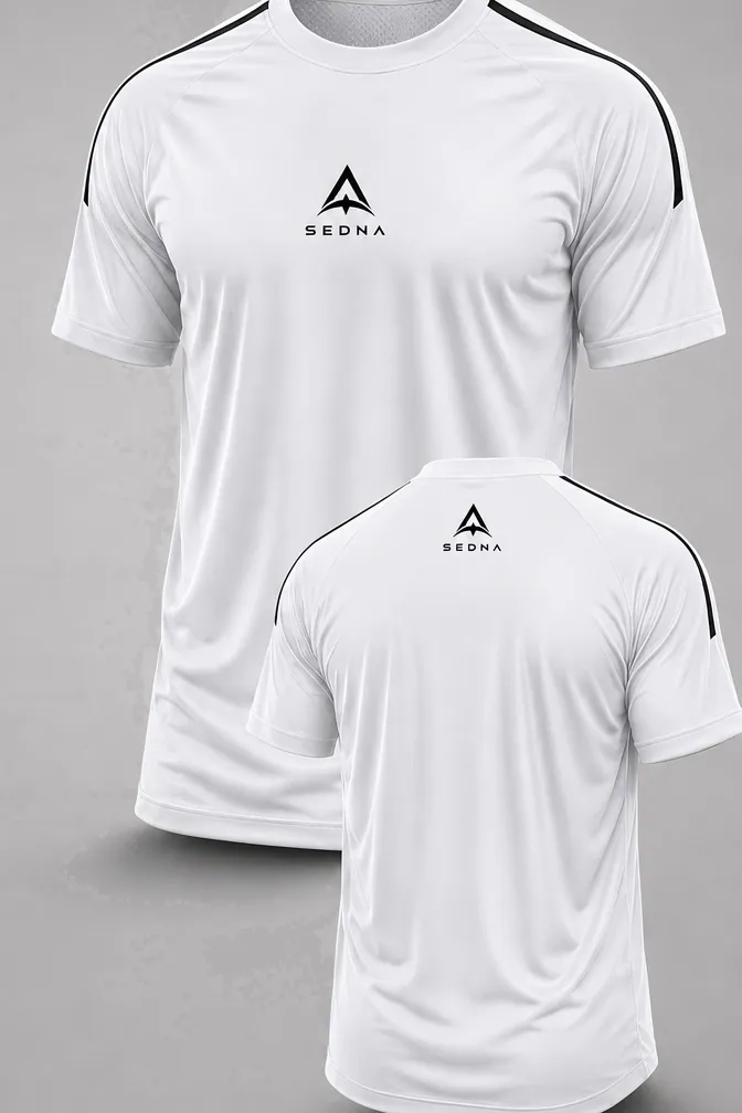 Remera SEDNA blanca, frente y espalda