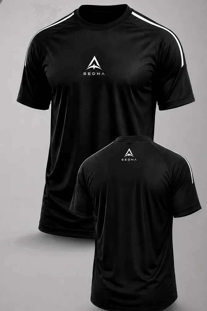 Remera SEDNA color negro, frente y espalda