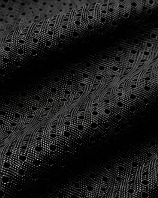 Detalle de la tela microperforada negra